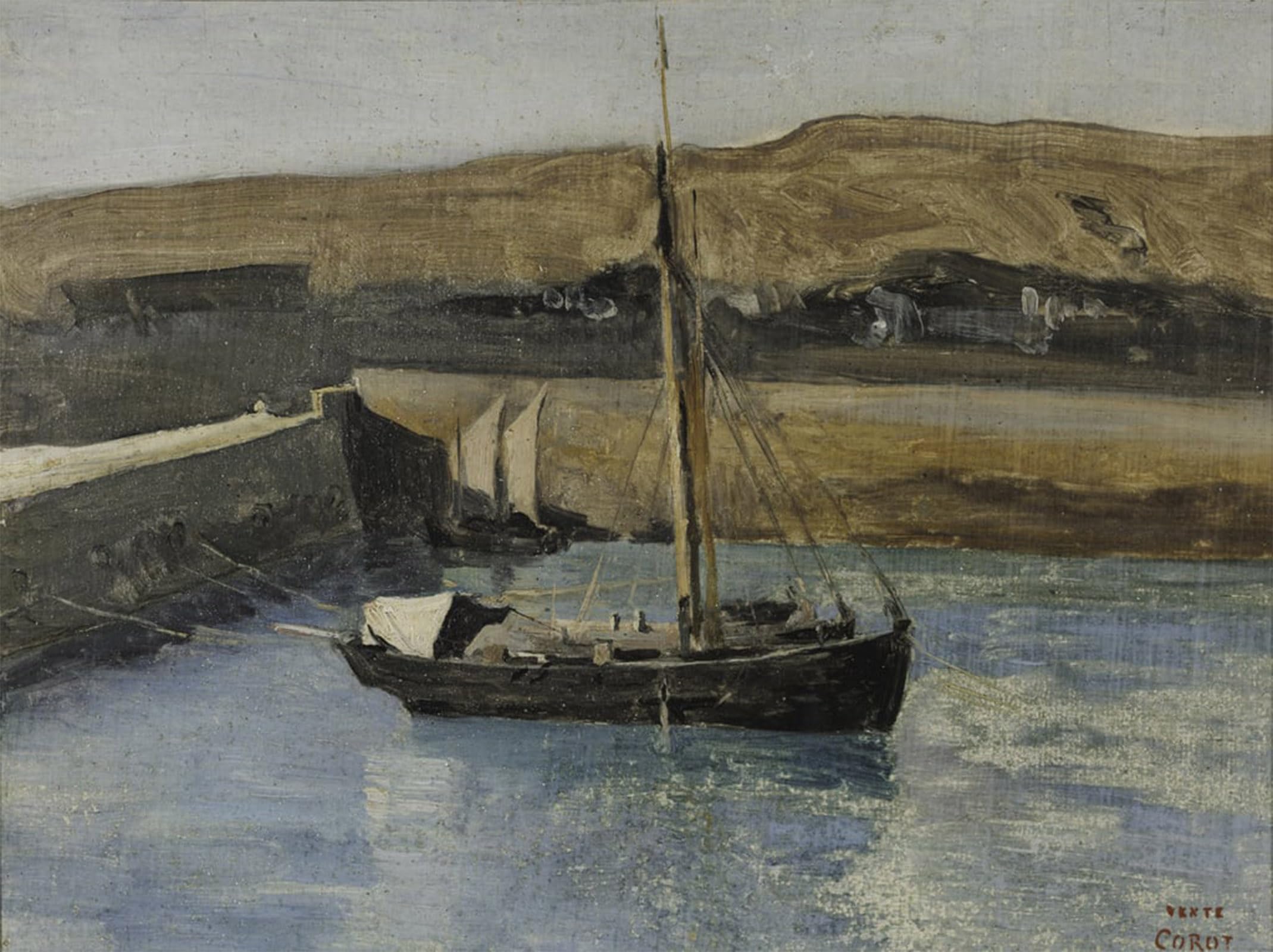 Lienzo un peschereccio Honfleur decoración salón clásico cuadro Camille Corot 5