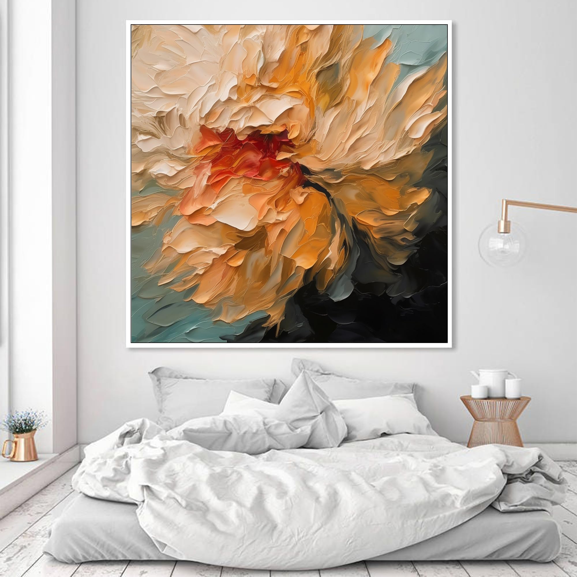 Amazon.com: ‎UYLHJKLZ Original Abstract Orange Flower Painting On