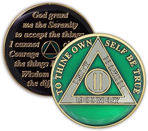 Vista 10 de Moneda de sobriedad de 2 años Ficha de aniversario de recuperación de chip AA Triplate (negro)