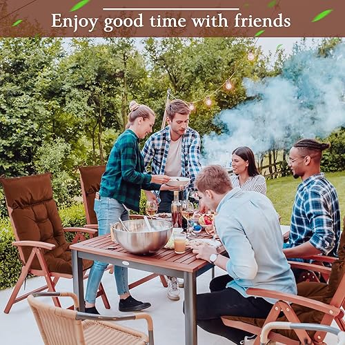 Miniatura 6 de Suzile Paquete de 6 cojines para sillas de respaldo alto para exteriores, impermeables, para interiores y exteriores, cojín grueso para silla de