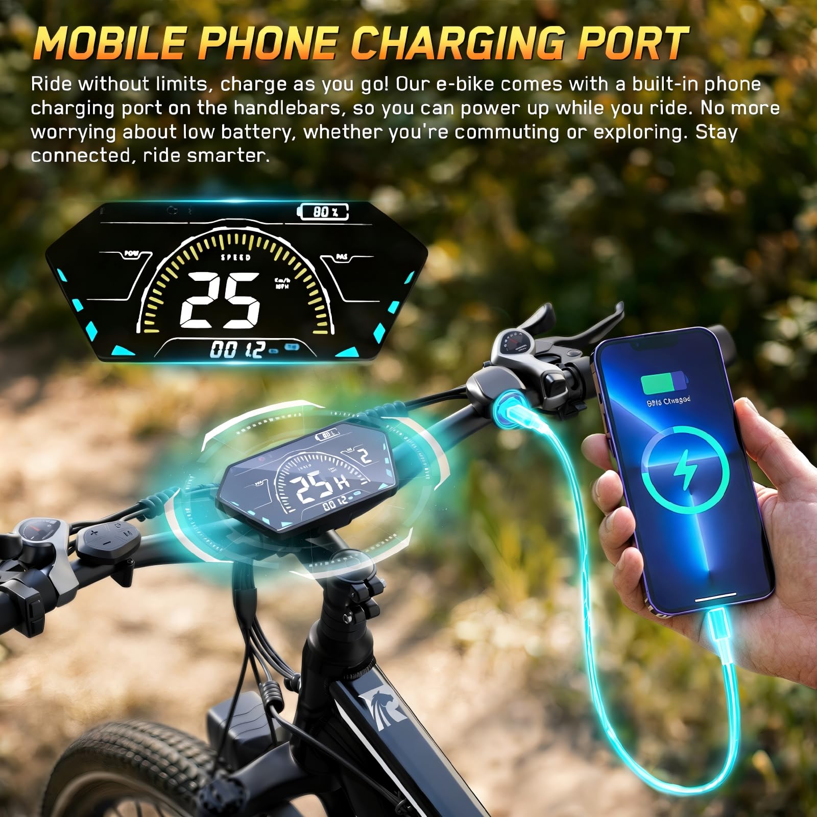 RINCC Vélo électrique RN50,29" Vélo électrique pour adultes 48 V 15 Ah Batterie avec 21 vitesses avec écran LCD, autonomie jusqu'à 100 km, moteur 250 W, cadre en alliage d'aluminium