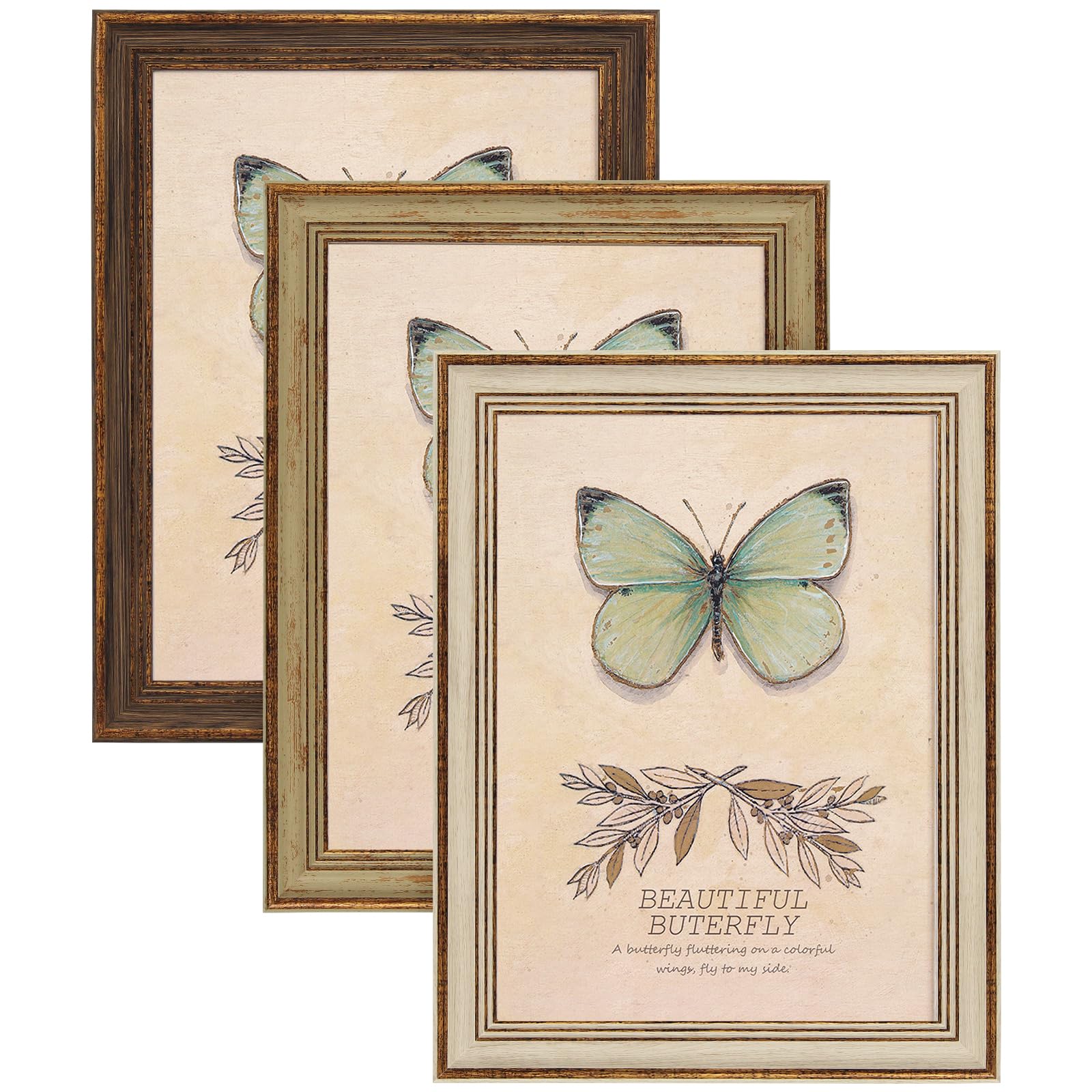 XUANLUO 3 Pack 8x10 Inch Farmhouse Rustic Picture Frame Sets Distressed Farmhouse Plastic Frame with HD plastic cover for Wall Mount or Tabletop Display (8x10, Multicolour) — image 1