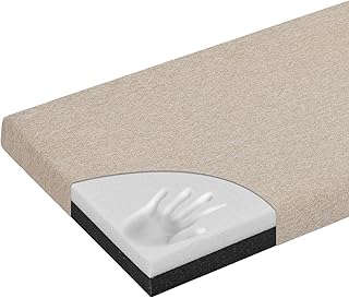 baibu 40 Inch Bench Cushion, Dual-Layer Design Memory Foam Indoor Bench Cushion, Non-Slip Standard Size Rectangle Seat Pad with Ties, 40x16x2Inch, Beige