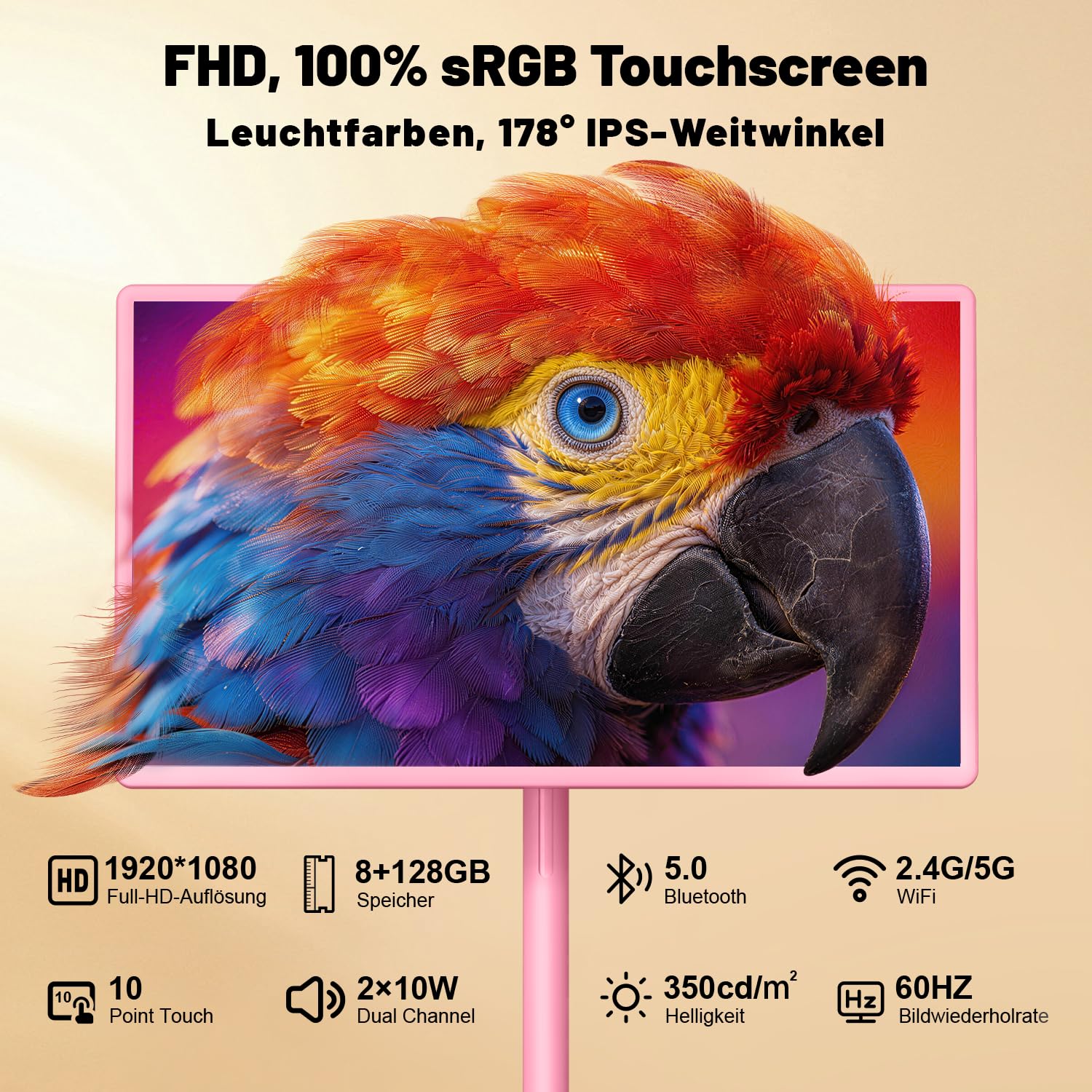VLH 32 Zoll Portable TV, Mobiler Tragbarer Fernseher auf Rollen, Android 15, EDLA-Zertifiziert, 8G+128GB, Fahrbarer Akku TV auf Rollen mit Sprachfernbedienung, 10W Stereolautsprecher, 38.400mAh