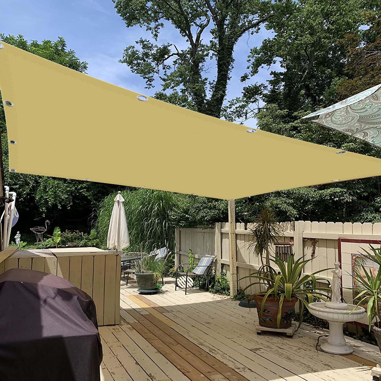 Sonnensegel 450 x 550 cm PES Polyester, Sonnenschutz 98% UV Schutz Reißfest Wetterfest, Sonnensegel Wasserdicht Sonnenschutz mit Ösen Und Seil für Außenbereich, Garten, Sandgelb