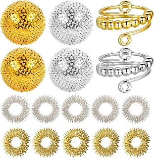 16-Teiliges Skills Set, Akupressur Ring, Massagebälle und Akupressurringe für Stressabbau, Entspannung und Schmerzlinderung,Skills Borderline,Massage Set, Ideal für Büro, Reisen und Zuhause