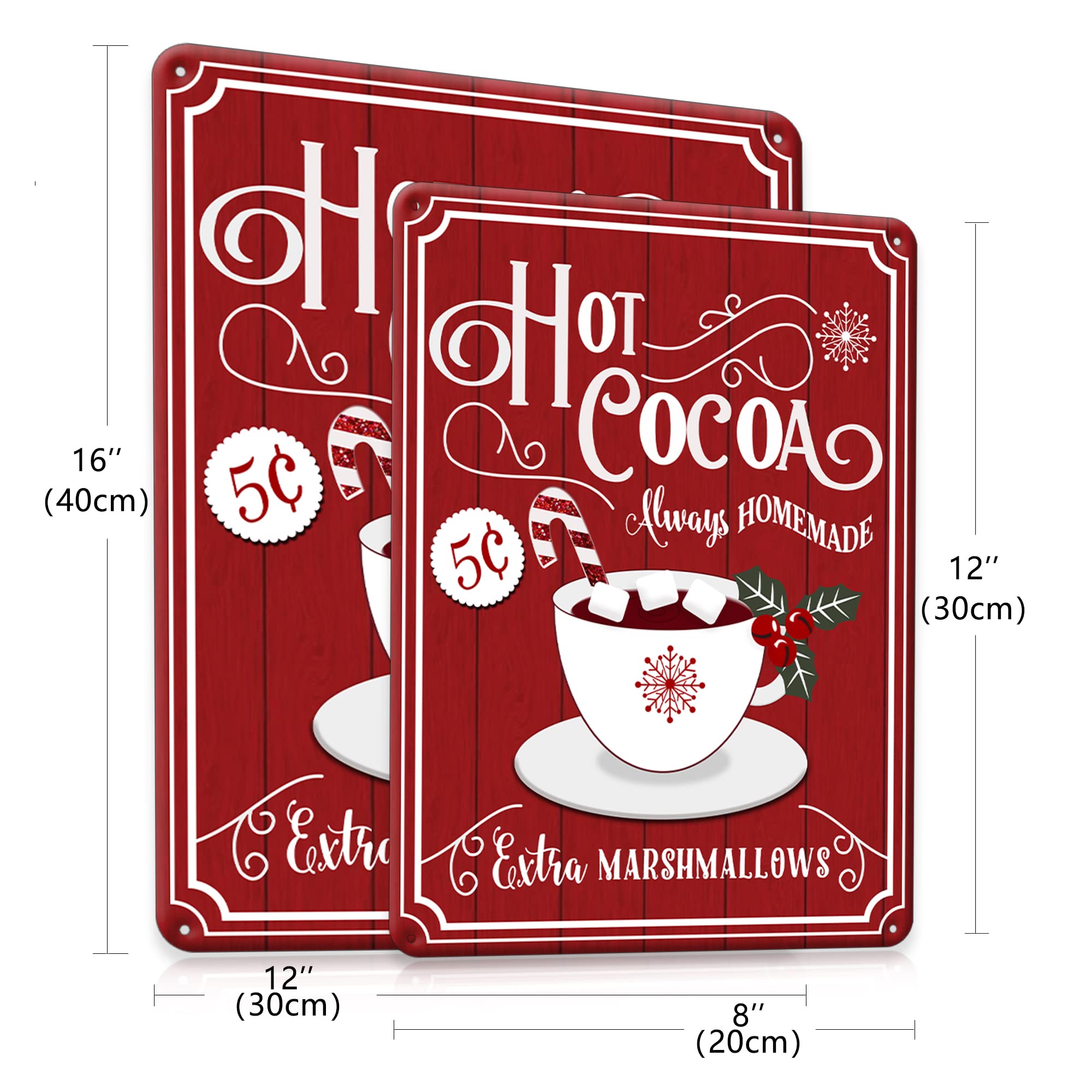 Christmas Decor Signs Farmhouse Decorative Red Hot Cocoa Vintage Wall Decorations - Cup of Cocoa 8x12 Inch