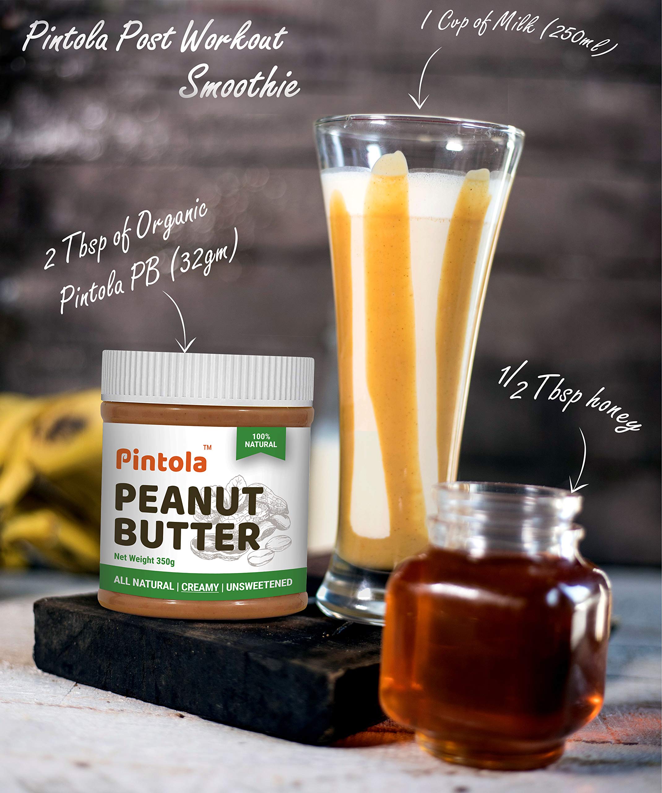 Pintola All Natural Peanut Butter (Creamy) Unsweetened 30g Protein Non GMO Gluten Free
