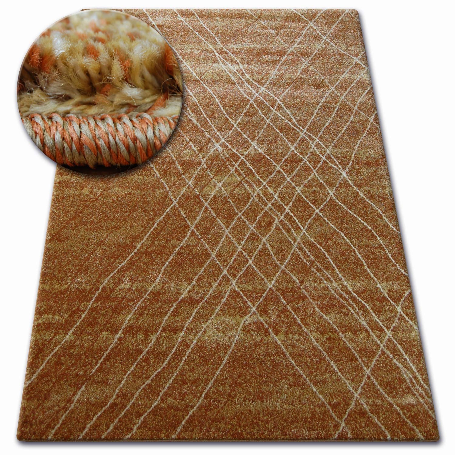 Tapis Shadow 9367 rouille doré anti-sol froid pour salon et bureau