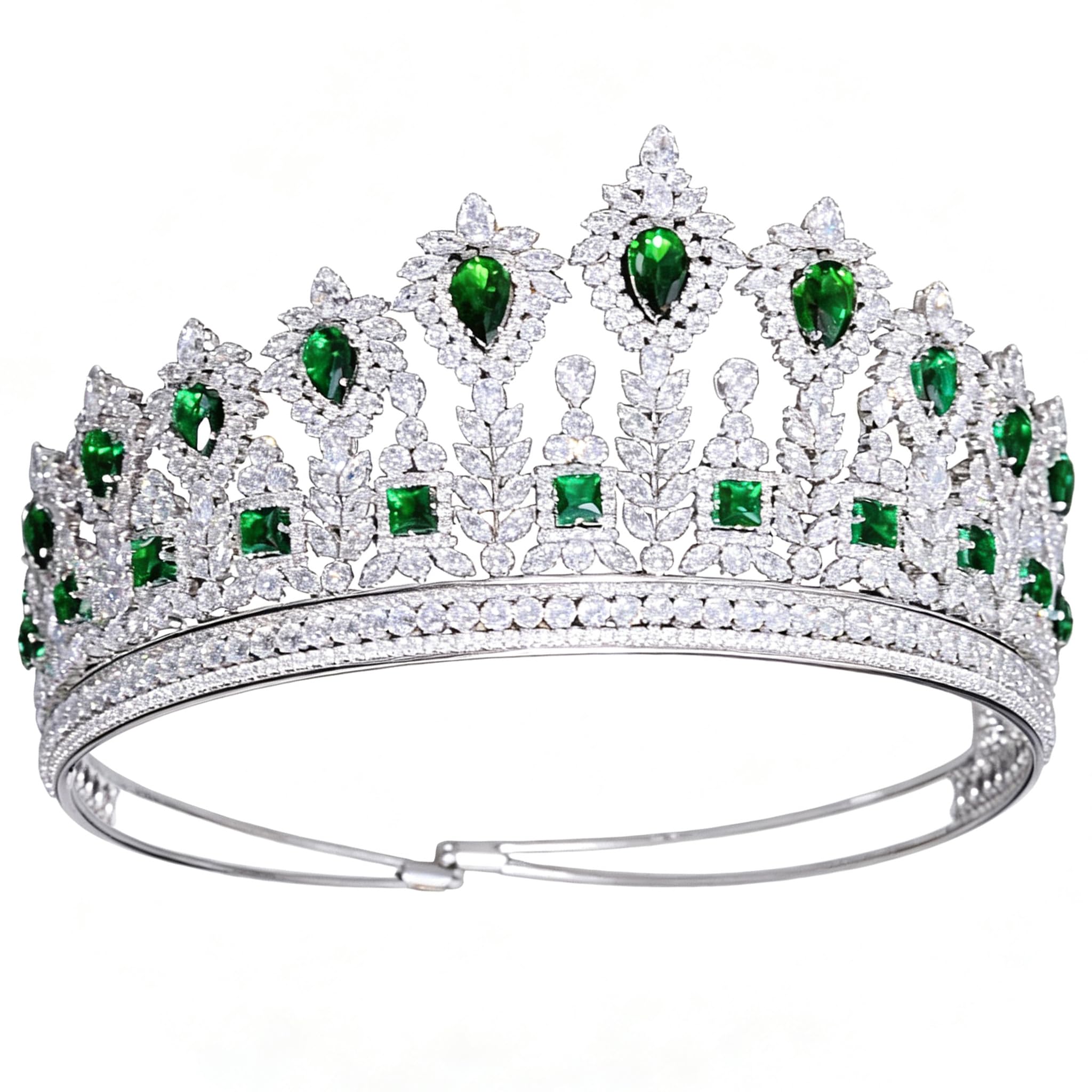 Jorsnovs Tiaras y coronas de circonita cúbica de nivel 5A, gran circonita cúbica para el cabello de boda, accesorios para mujeres y niñas