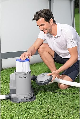 Miniatura 5 de Bestway Bomba de filtro de 2,500 galones para piscinas sobre el suelo de 300 a 16,400 galones con temporizador personalizable, cartucho de filtro y
