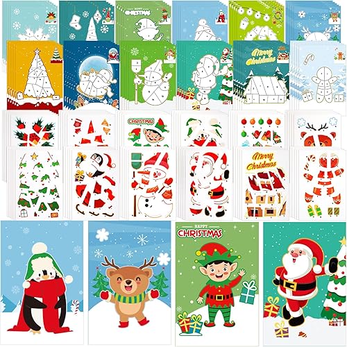 60 hojas de calcomanías de Navidad para niños de 4 a 8 años, calcomanías de pintura de Navidad por números, regalos de Navidad, regalos de fiesta,