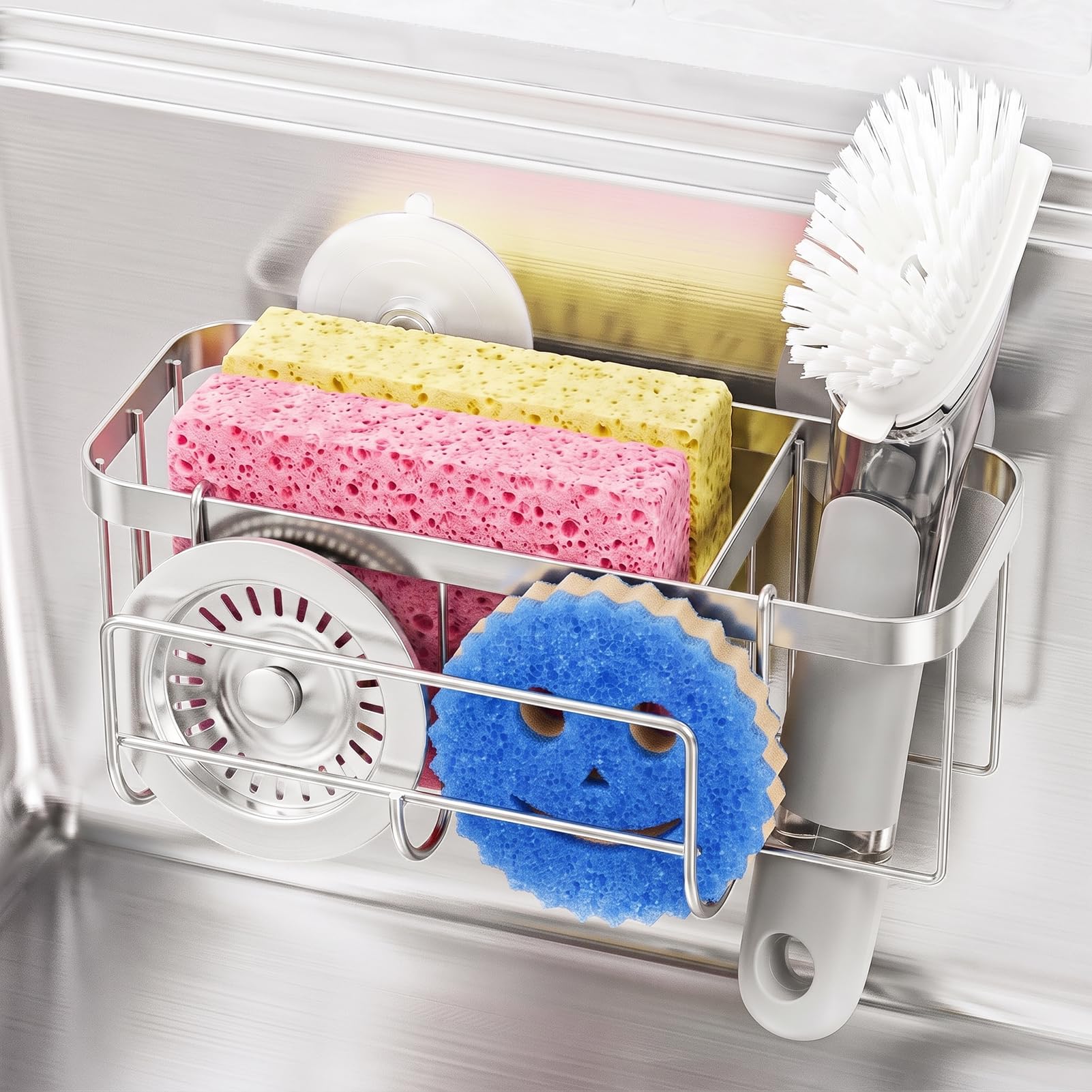 3-in-1 Sink Sponge Holder - Keep Sink Organized -1