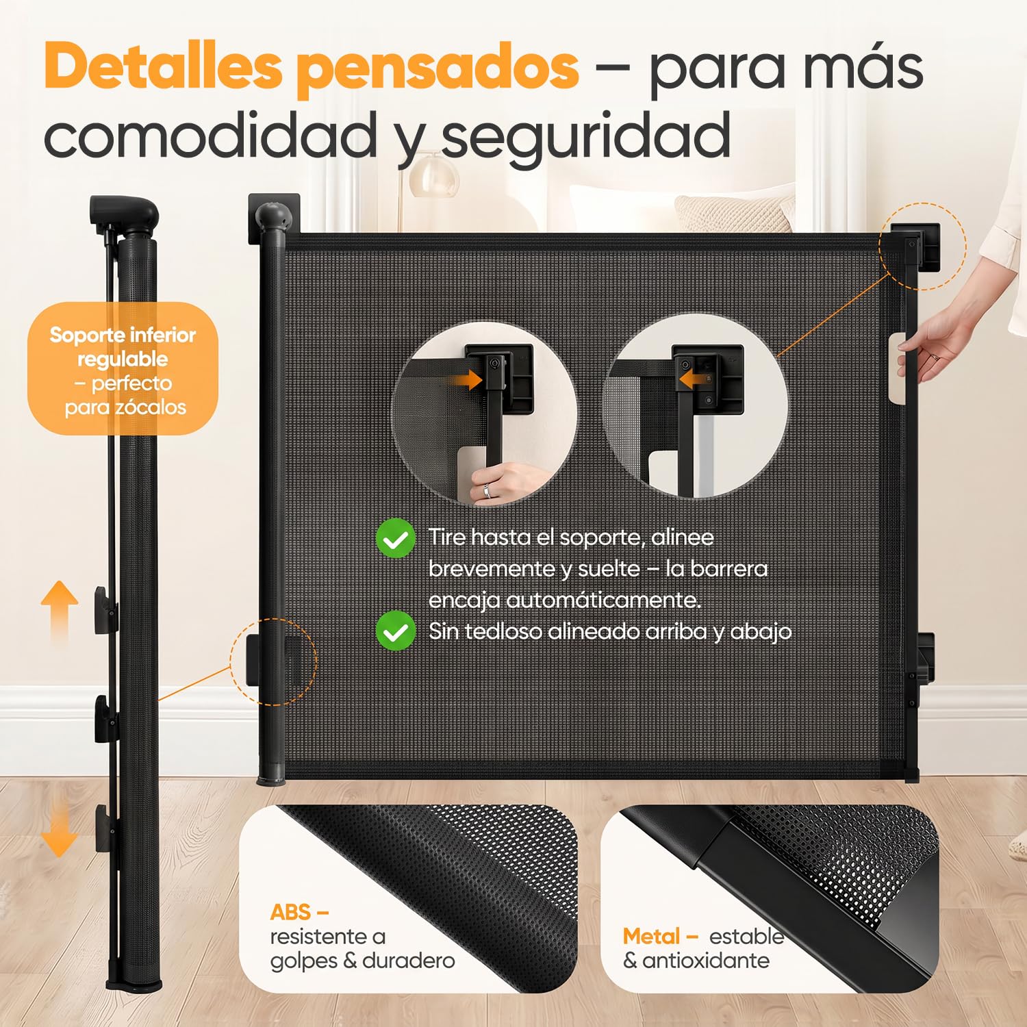 Sekey Barrera Extensible para escaleras 0-150 cm – Altura 97 cm, Sin taladrar + Tornillos incluidos | Cancel Plegable para Puerta, Escalera, Perro (Pack de 2)