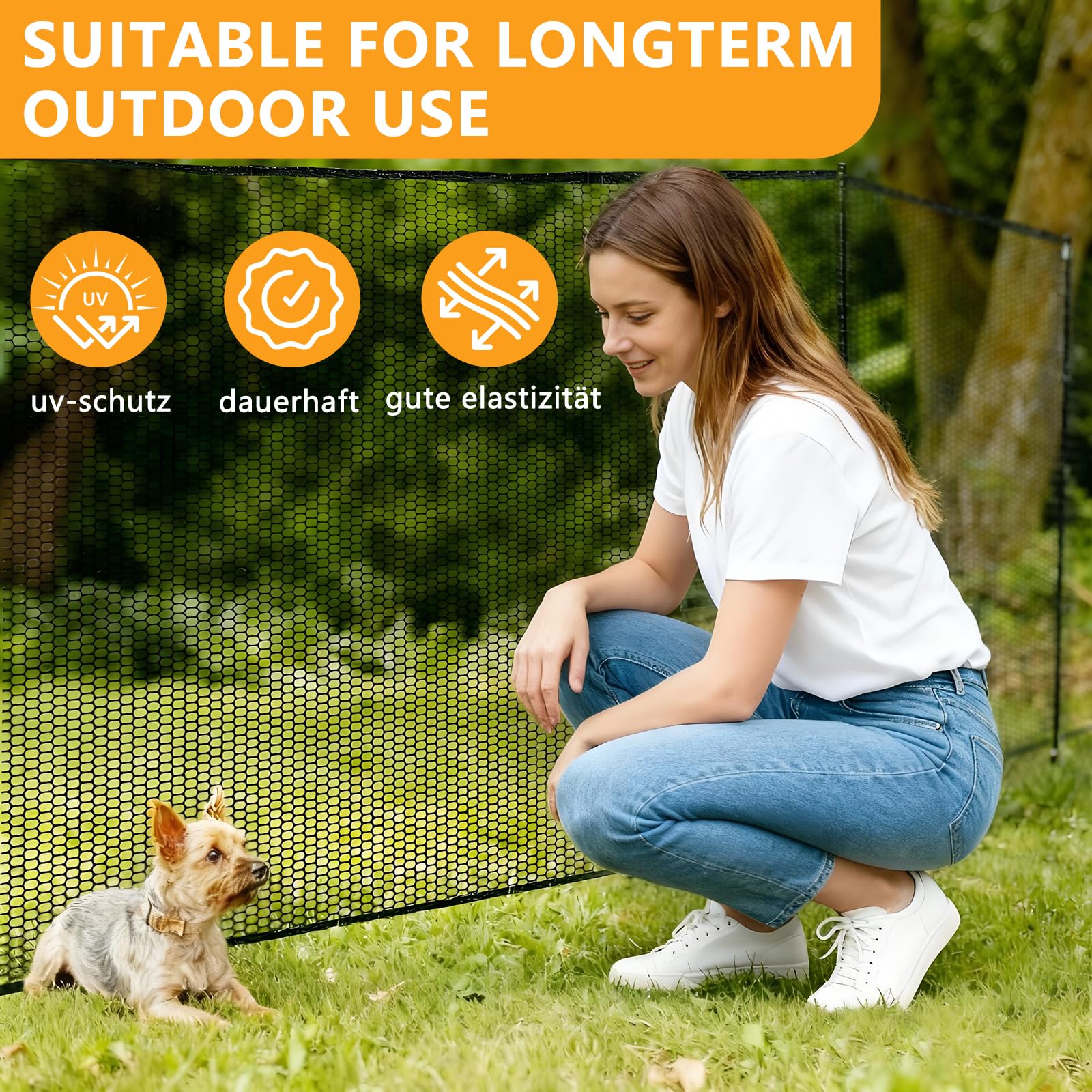 Hundezaun Camping– Mobiler Zaun Hund Tragbar, Mobiler Hundezaun Polyester, Campingzaun Hund, 12M Gesamt­Länge Hundeauslauf– Faltbar Zaun für Hunde Ideal für Camping, Garten und Andere Outdoor-Bereiche