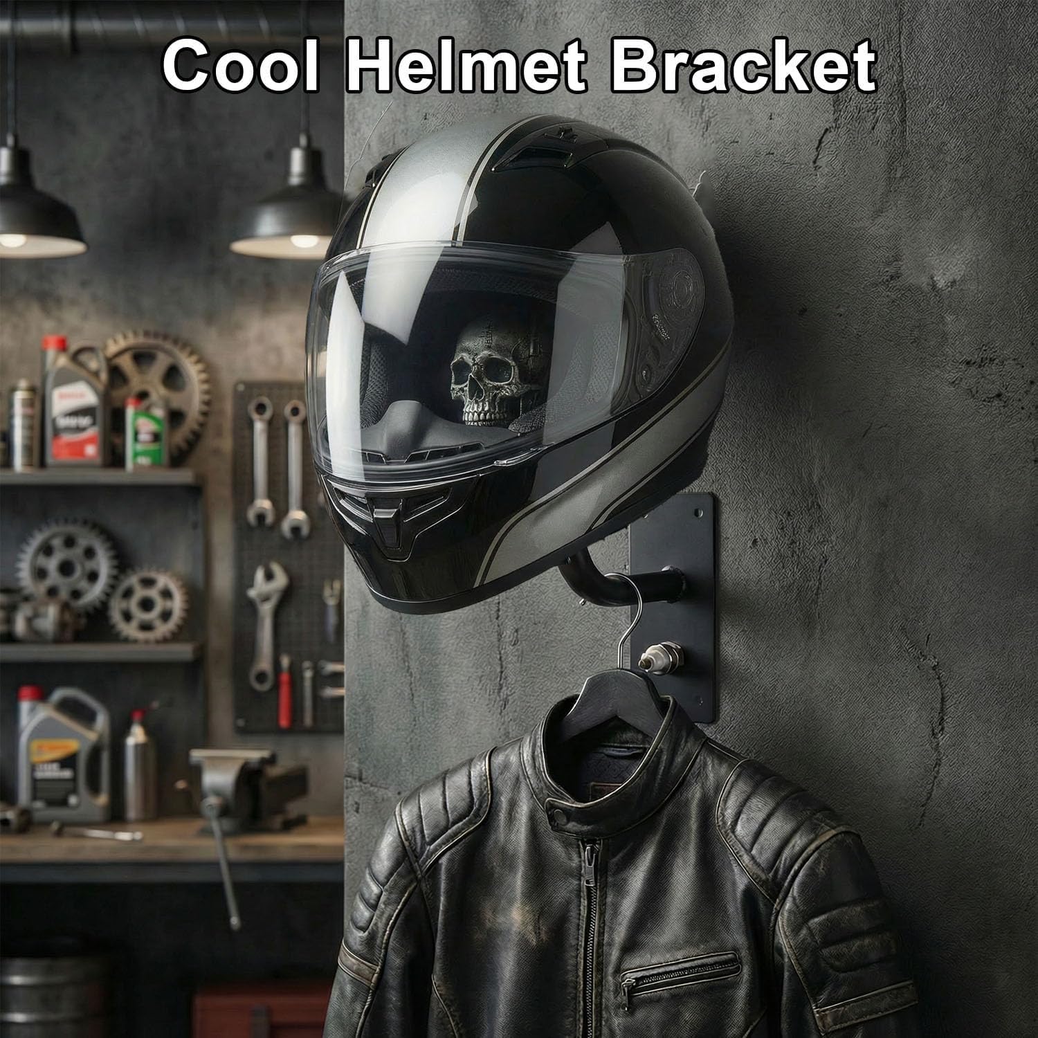 Stojak Na Kask Motocyklowy Do Montażu Na Ścianie, Uchwyt Na Czaszkę Na Kask, Rękodzieło Żywiczne, Uchwyt Na Kask Z Czaszką Nadaje Się Do Baseballowej Czapki Rowerowej, Stojaka Do Przechowywania(A)