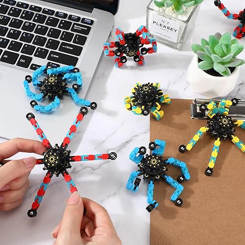 Miniatura 7 de Jerify Paquete de 40 juguetes sensoriales divertidos para ansiedad, robot de cadena transformable, juguete de dedo para bricolaje, robot, mecánico,