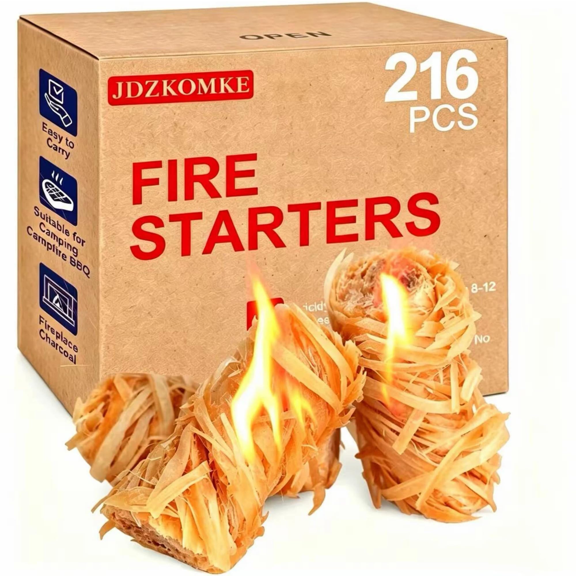JDZKOMKE 216pcs Waterproof Fire Starters