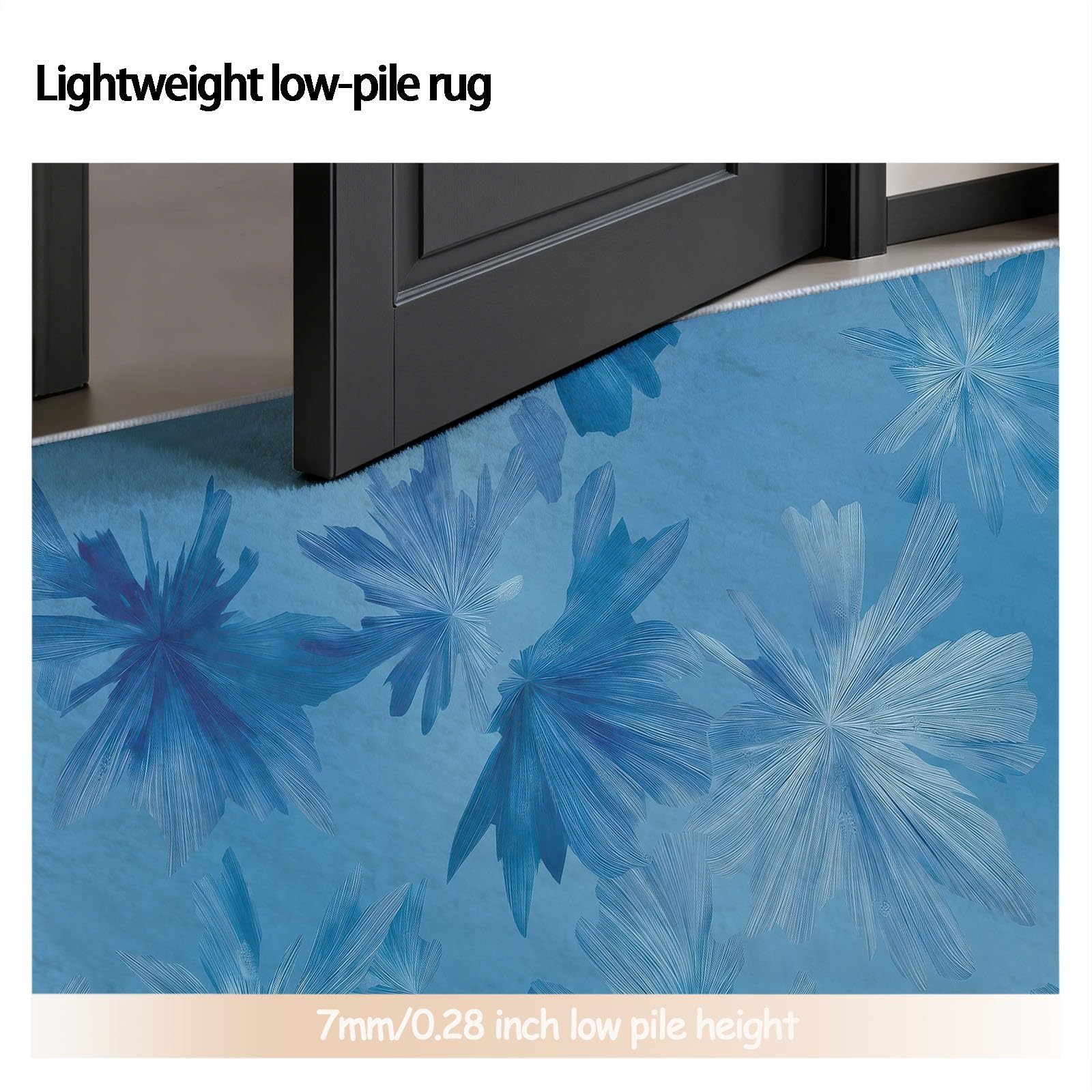 Générique 100 cm Tapis Rond Salon Doux Antidérapant, Bleu Abstrait Fleurs Étoile Doux Lavable en Machine Fin Romantique Moderne Tapis pour Chambre, Salle à Manger, Chambre d’Enfant, Coin Lecture