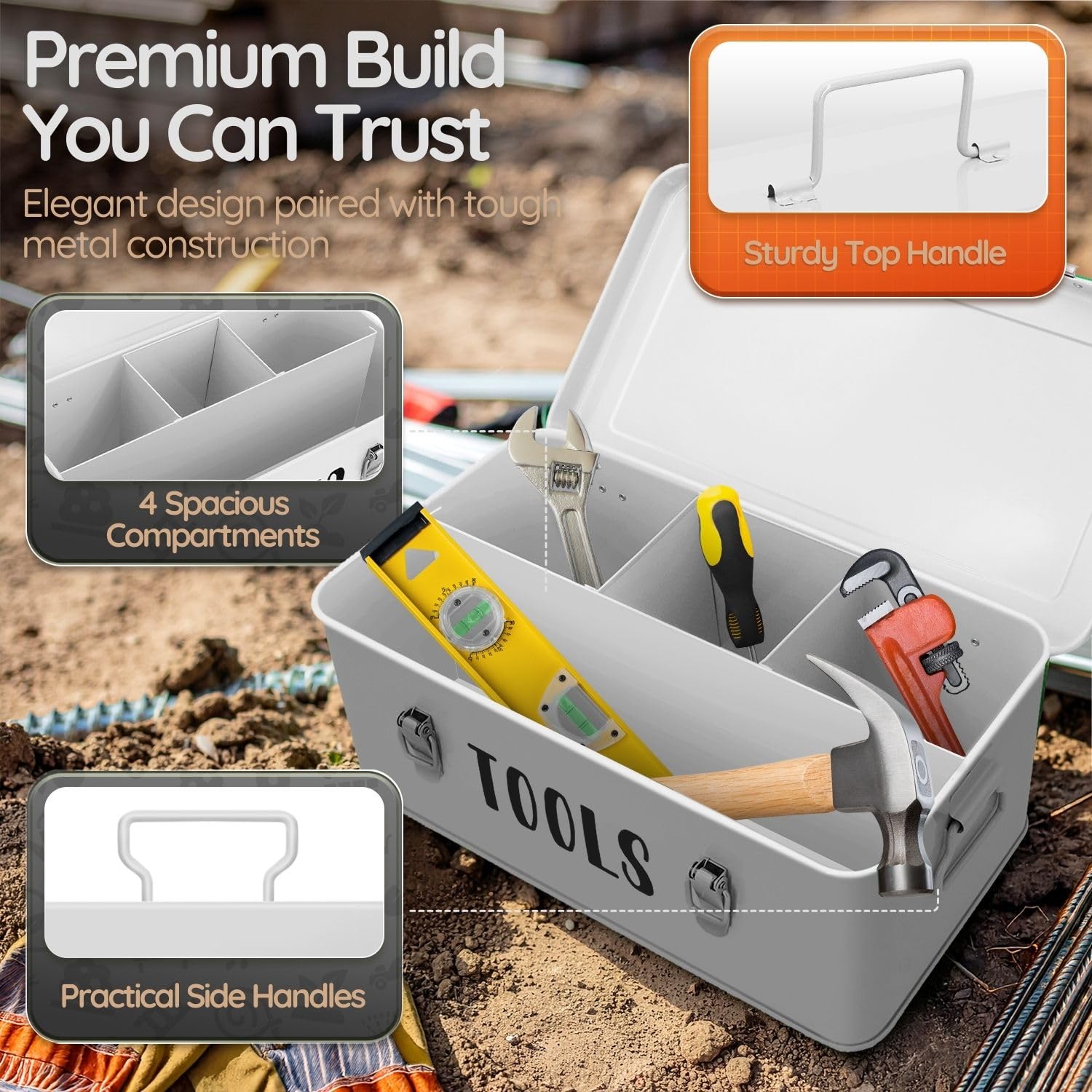 Amazon.com: Flexzion Multipurpose Metal Storage Box - Metal Box