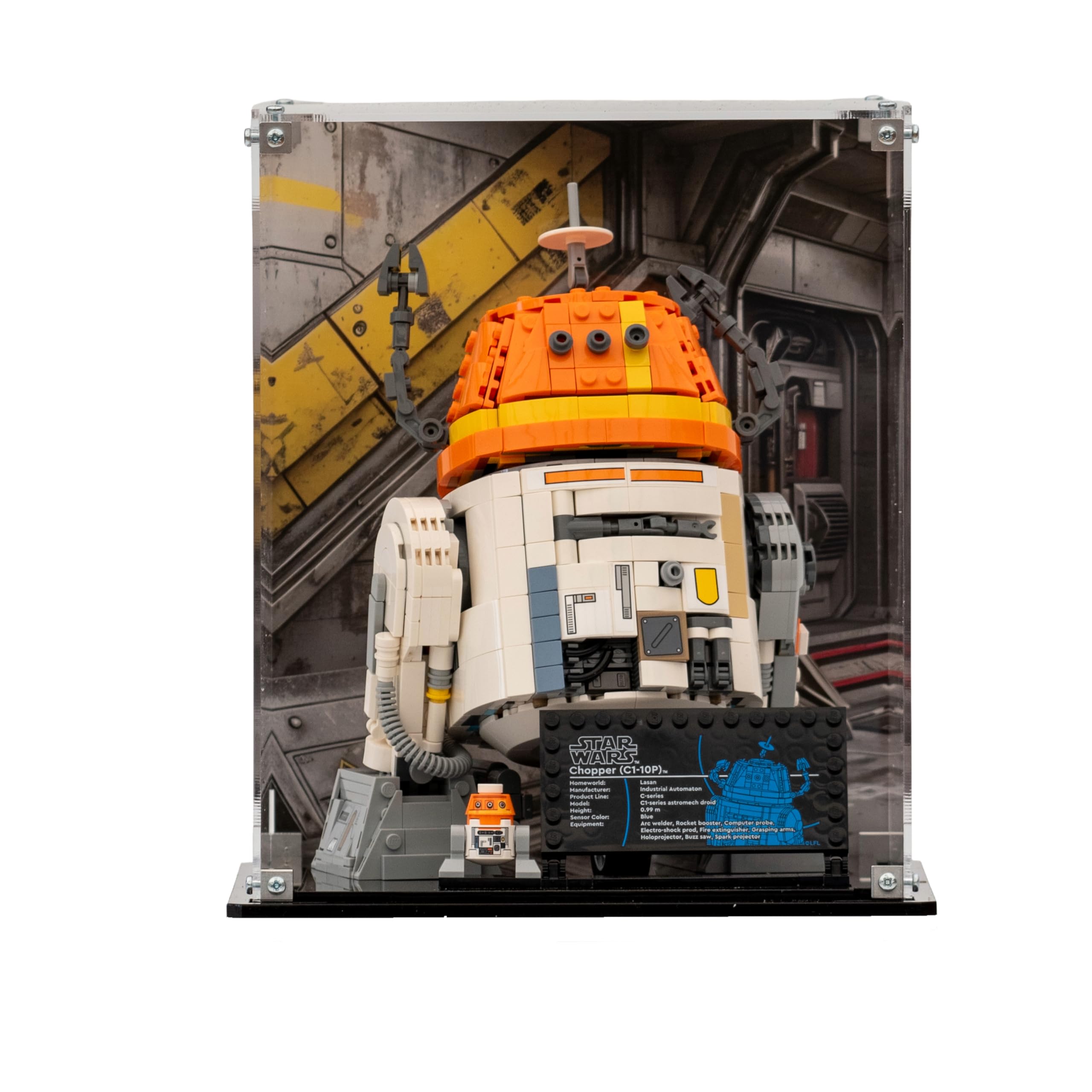 Acrylic Display Case compatible with LEGO® Star Wars Chopper (C1-10P) Astromech Droid 75416 (Clear Back Panel)