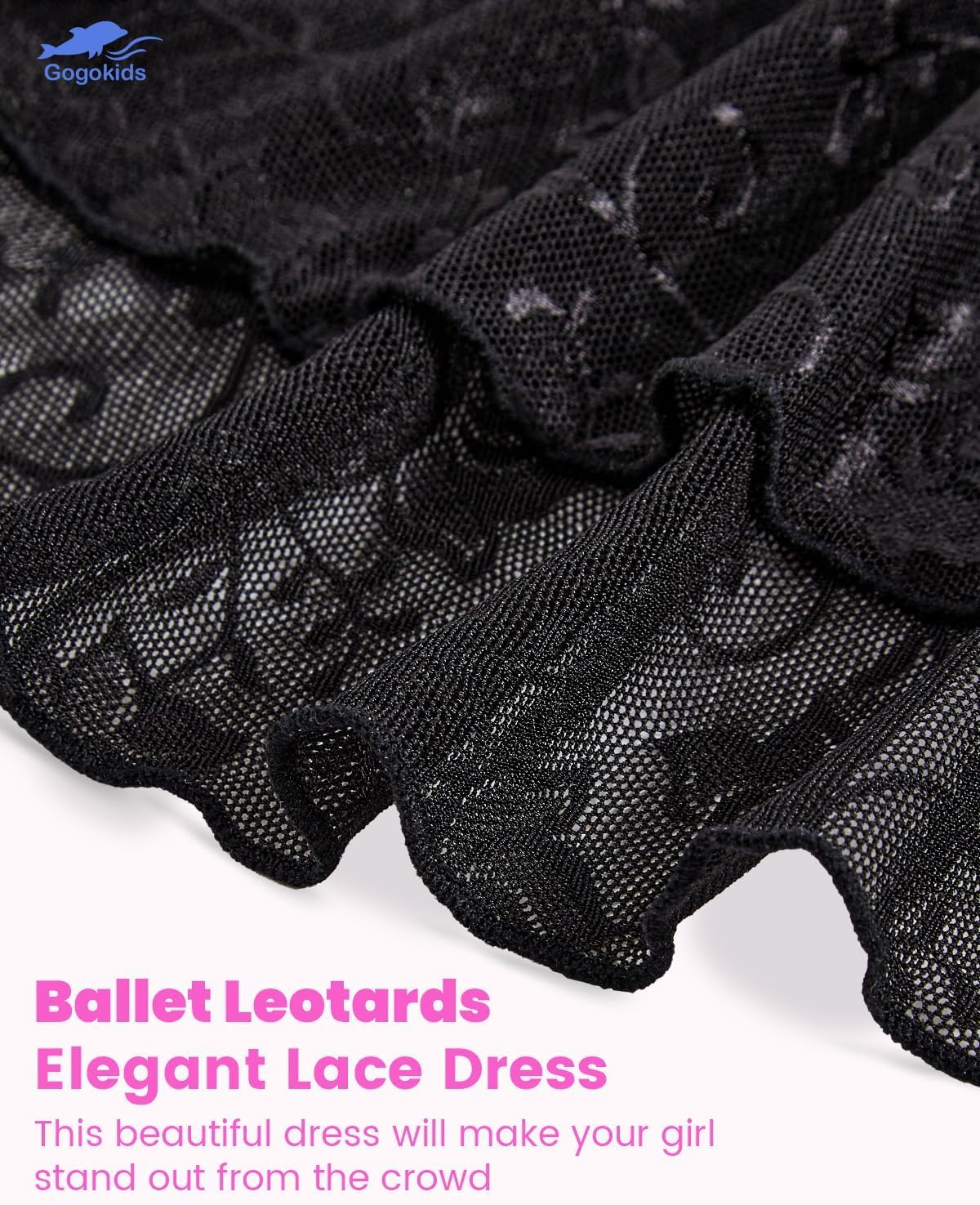 Gogokids Ballet Leotards for Girls Long Sleve Lace Dance Leotards Toddler Dance Dress with Removable Skirt Combo - Image 3