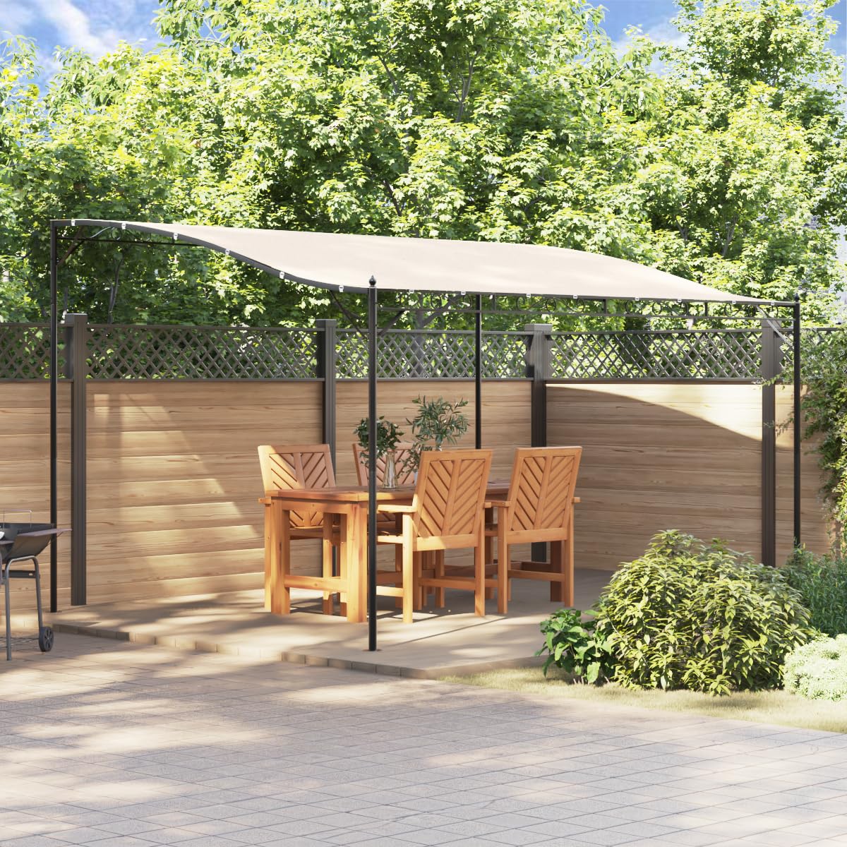 vidaXL Luifel 4x3 m 180 g/m² stof en staal crèmekleurig