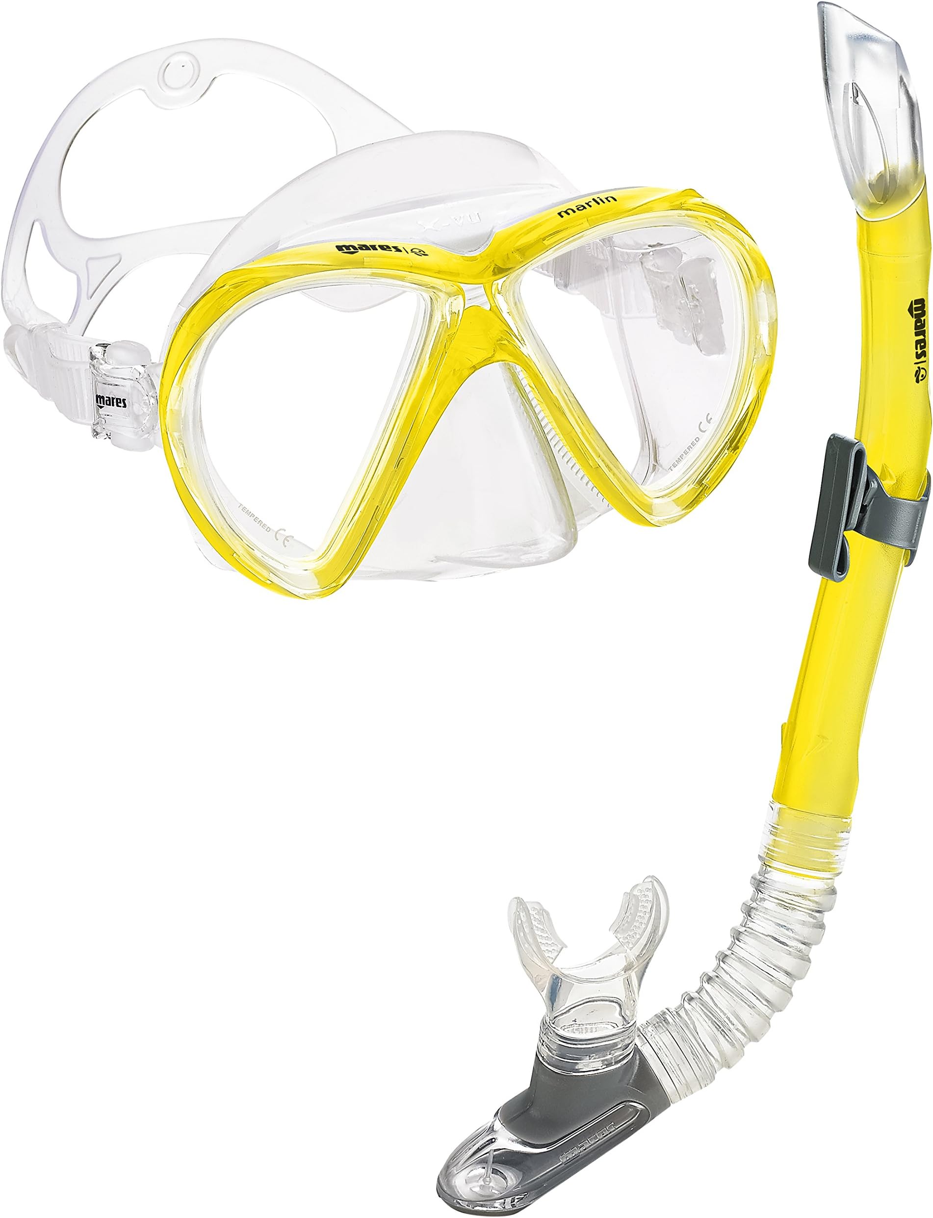 Mares Marlin Dual Tempered Lens Mask Semi-Dry Snorkel Set