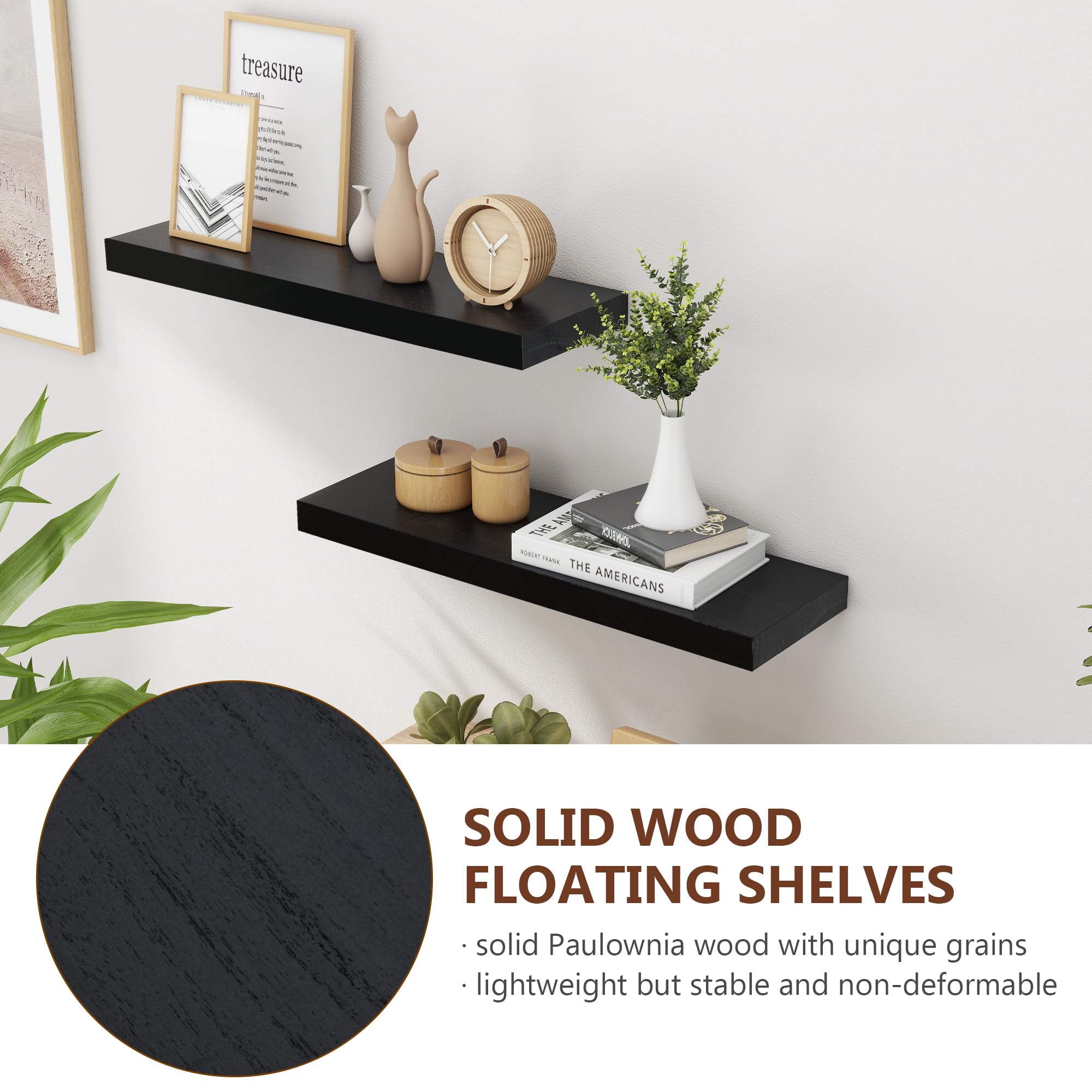 Amazon｜フローティングシェルフ ブラック 長さ24インチ ウォール