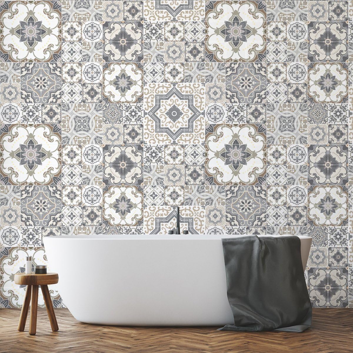 ambiance-live col-rv-0535 15 Stickers Adhesive Tiles, Multi-Coloured, 15 x 15 cm Set of 60 Pieces