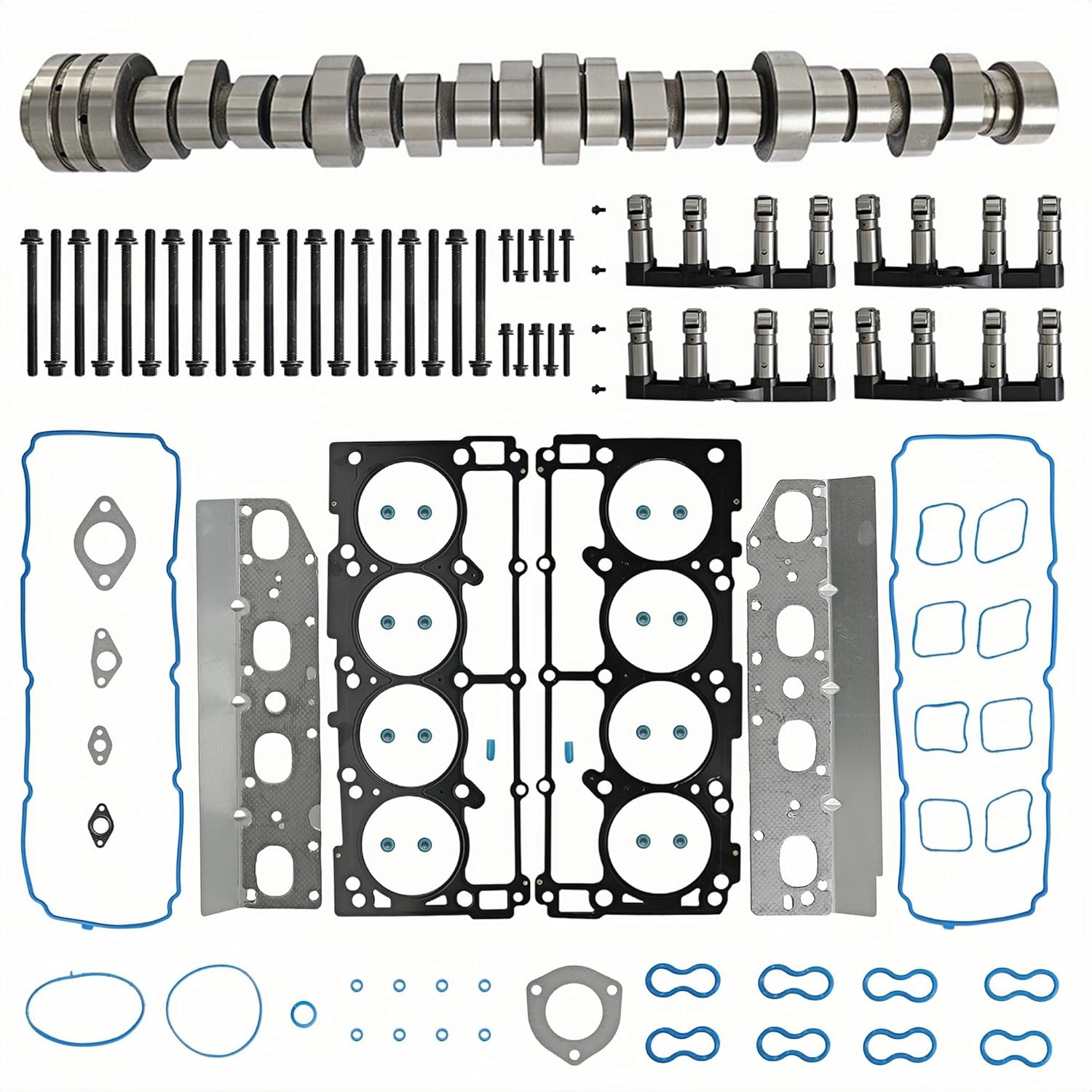 5.7 MDS HEMI Lifters Camshaft Kit w/Head Gasket Bolt Set Fit For Chrysler 300 Jeep Commander Grand Cherokee Dodge Charger Durango Ram 1500 Challenger V8 5.7L 2009-2019 53022372AA 53021726AE HS26423PT