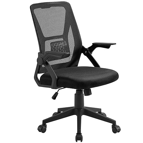 VECELO Mid-Back Swivel Ergonomic Office Chair with Adjustable Arms, Mesh