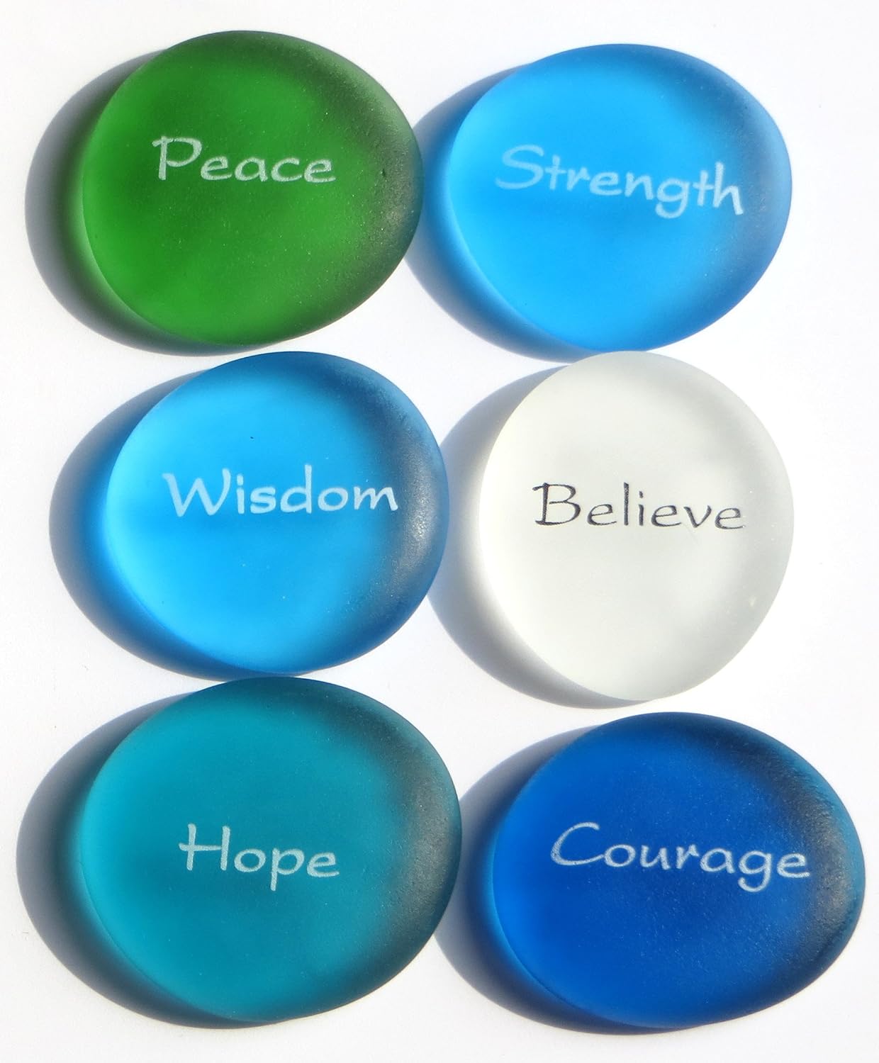 Lifeforce Glass The Mermaid's Message I, Frosted Sea Glass Stones, Six Inspiring Words in Beach Colors: Home & Kitchen