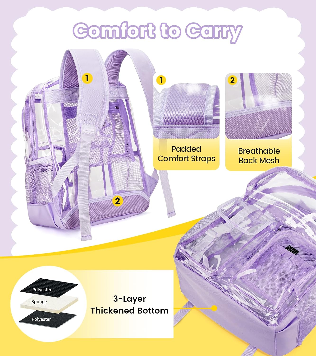 Vorspack Clear Backpack for School, Heavy Duty Transparent Bookbag image 4