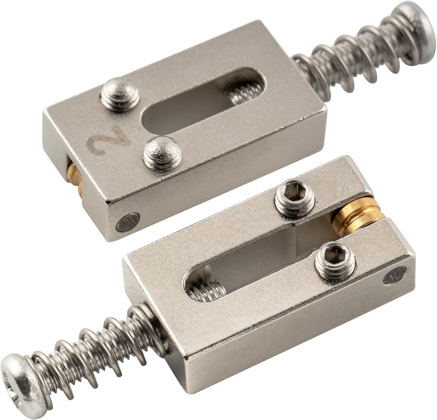 Musiclily Ultra 10.5mm Modern Brass Guitar Roller Bridge Saddles for Strat Tele ST/TL Style Electric Guitar, Nickel (Set of 6)