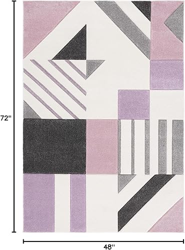 Vista 91 de SAFAVIEH Alfombra de área de 8 x 10 pies – Colección Hollywood – Grande – Marfil y azul pavo real, diseño moderno de mediados de siglo, no desprende