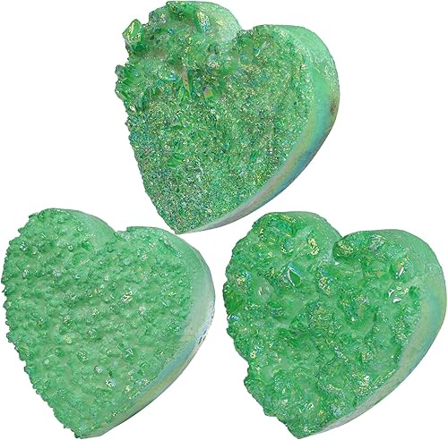 Miniatura 4 de Rockcloud Cuarzo de cristal recubierto de titanio en forma de corazón, figura de geoda drusa de racimo natural, espécimen mineral para decoración de