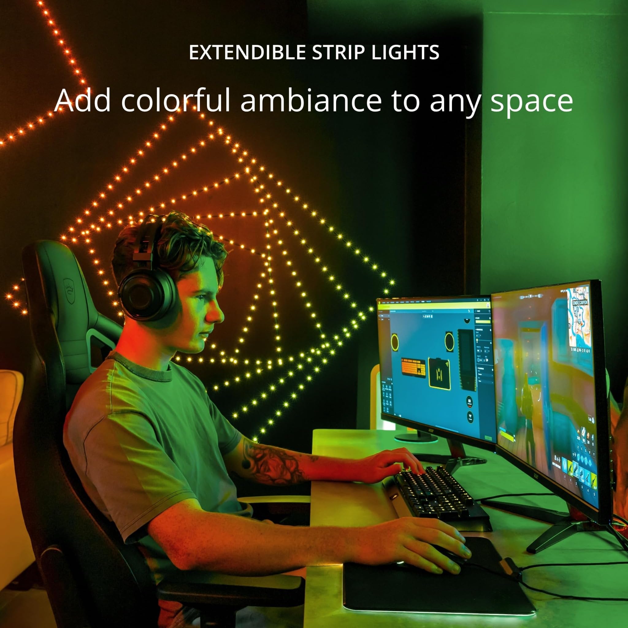 Twinkly Dots – App-gesteuerte LED-Lichterkette mit 60 RGB (16 Millionen Farben) LEDs. 3 Meter. Transparenter Kabel. USB-gespeist. Innen Smart Home Dekoration Licht, TWD060STP-T