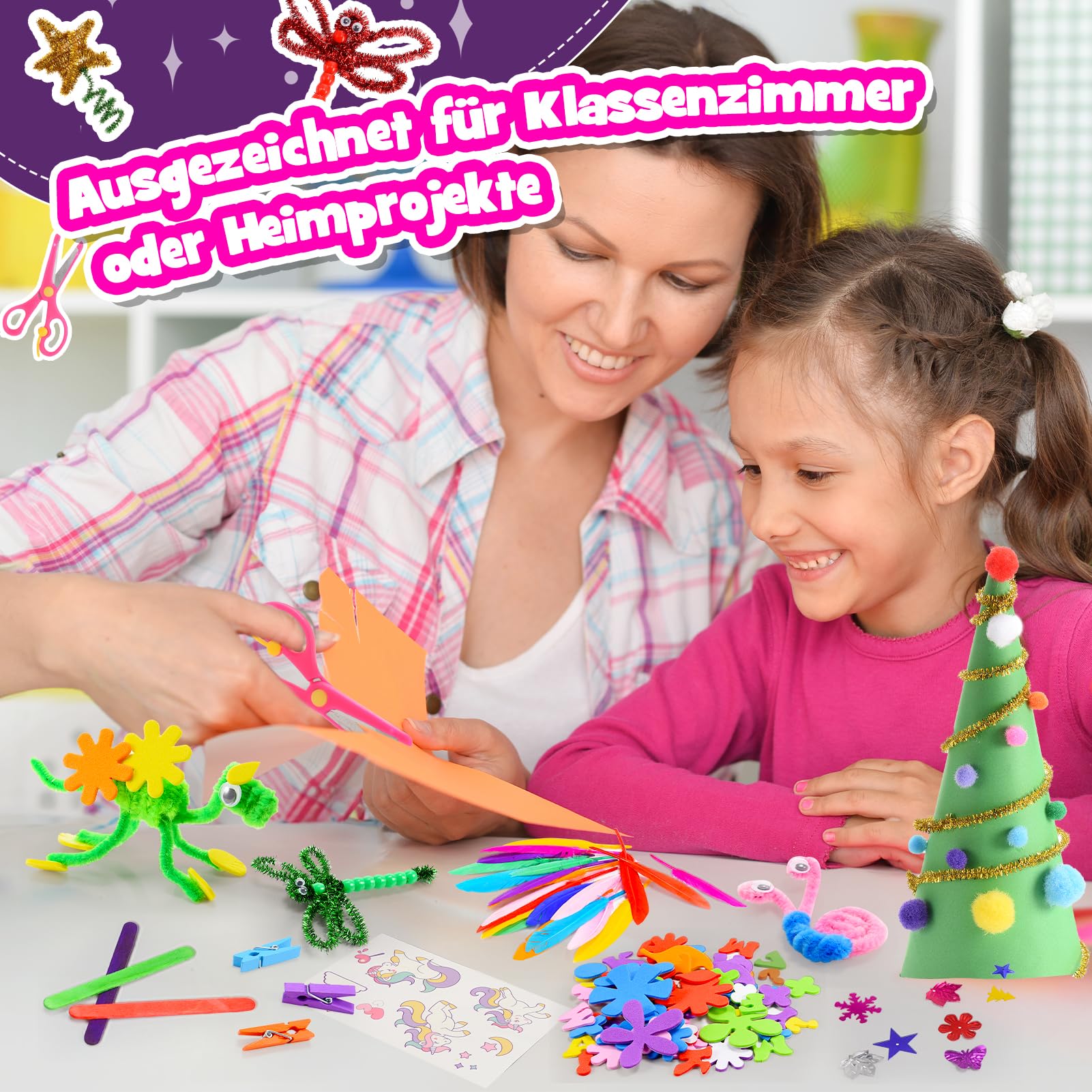 Bastelset Kinder ab 3-12 Jahre, 1800+Stück Spielzeug ab 3-12 Jahre Mädchen Geschenke 3-12 jahre Bastelset Kinder 4-9 Jahre Geschenk Mädchen 4-9 Jahre Geburtstagsgeschenk für Mädchen