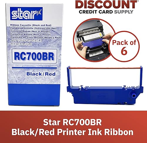 Miniatura 2 de Star RC700BR - Cartucho de cinta de tinta de impresora negrorojo para transacciones de punto de venta (paquete de 6)
