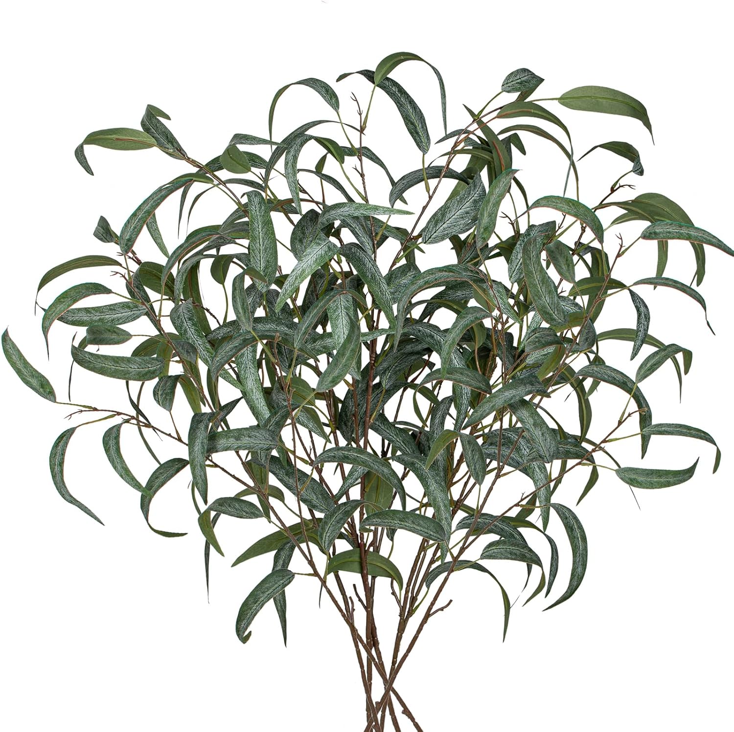 Faux Eucalyptus Stems Willow Eucalyptus Leaves 34” Long Fake Salix Leaves 6 Pcs Artificial Greenery Stems for DIY Bouquet Arrangements Centerpieces Shower Decorations-Artificial Eucalyptus Stems