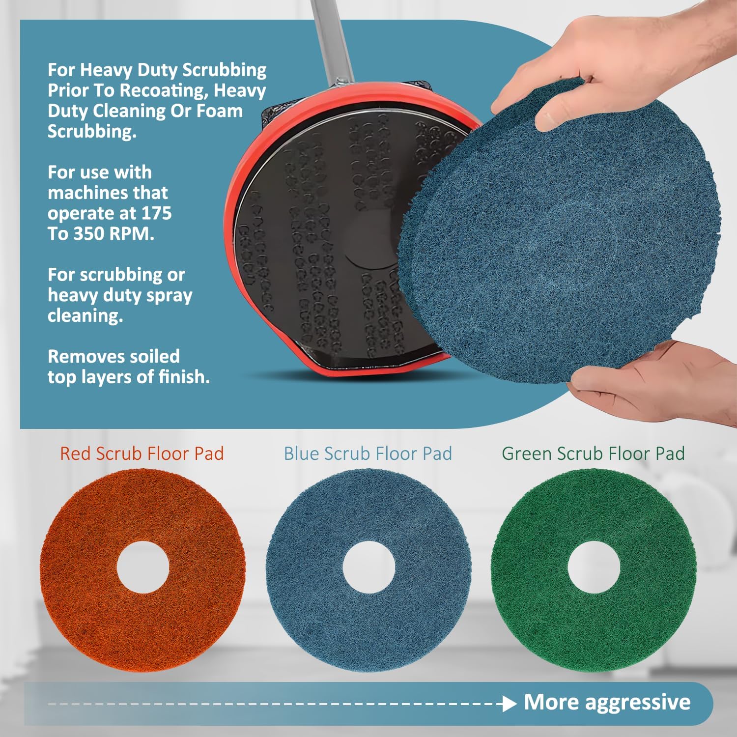437057 Blue Scrub Pad Replacement for Oreck Fits for Orbiter and Ultra Orbiter, 12" in Diameter