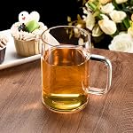 480ml Glass Mug Sets(2 Pack), 16oz Flat Bottom Glass Coffee Mugs, Heat-Resistant, Large Clear Glass Cup with Handle for Beverages, Tea, Cappuccino, Latte, Espresso, Juice...