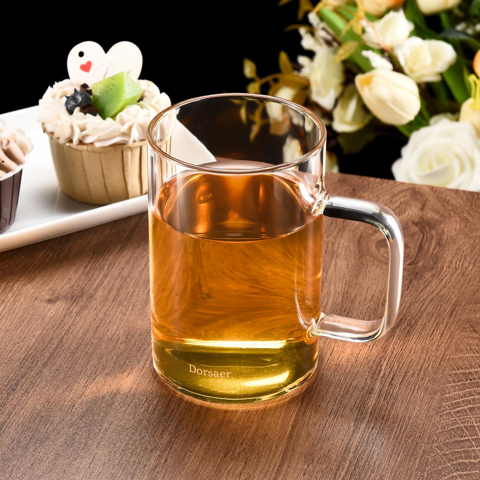 Set 2 Tazze In Vetro Spesso 473 Ml | Bicchieri In Borosilicato Trasparenti Con Manico Grande