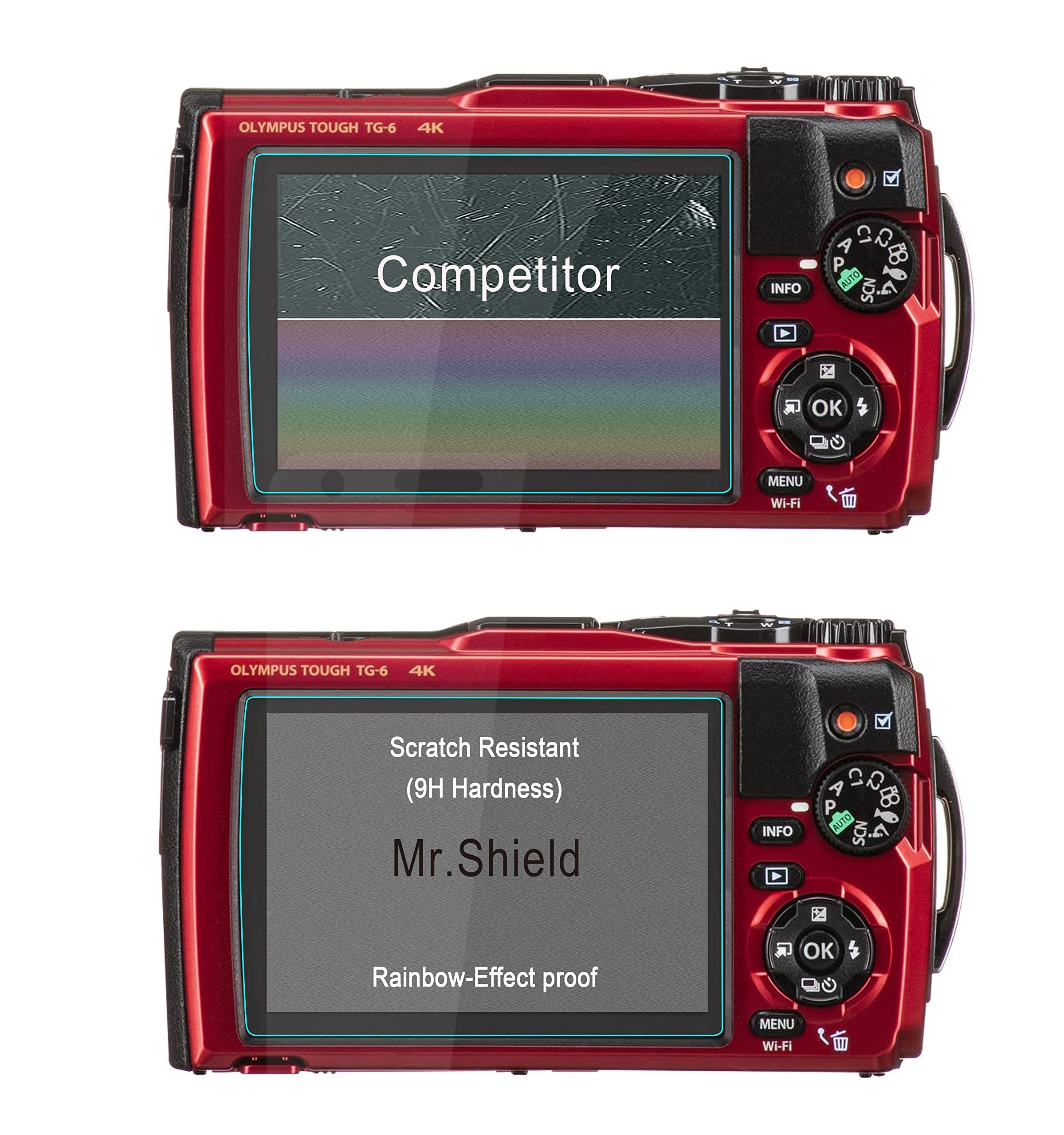 Mr.Shield 3 Sztuki Hartowane Szkło do Olympus Tough TG-7 TG-6 TG-5 TG-4 | [TG7 TG6 TG5 TG4] Ochraniacz Ekranu Odporny na Zarysowania HD Przejaśniać Hartowane szkło 9H