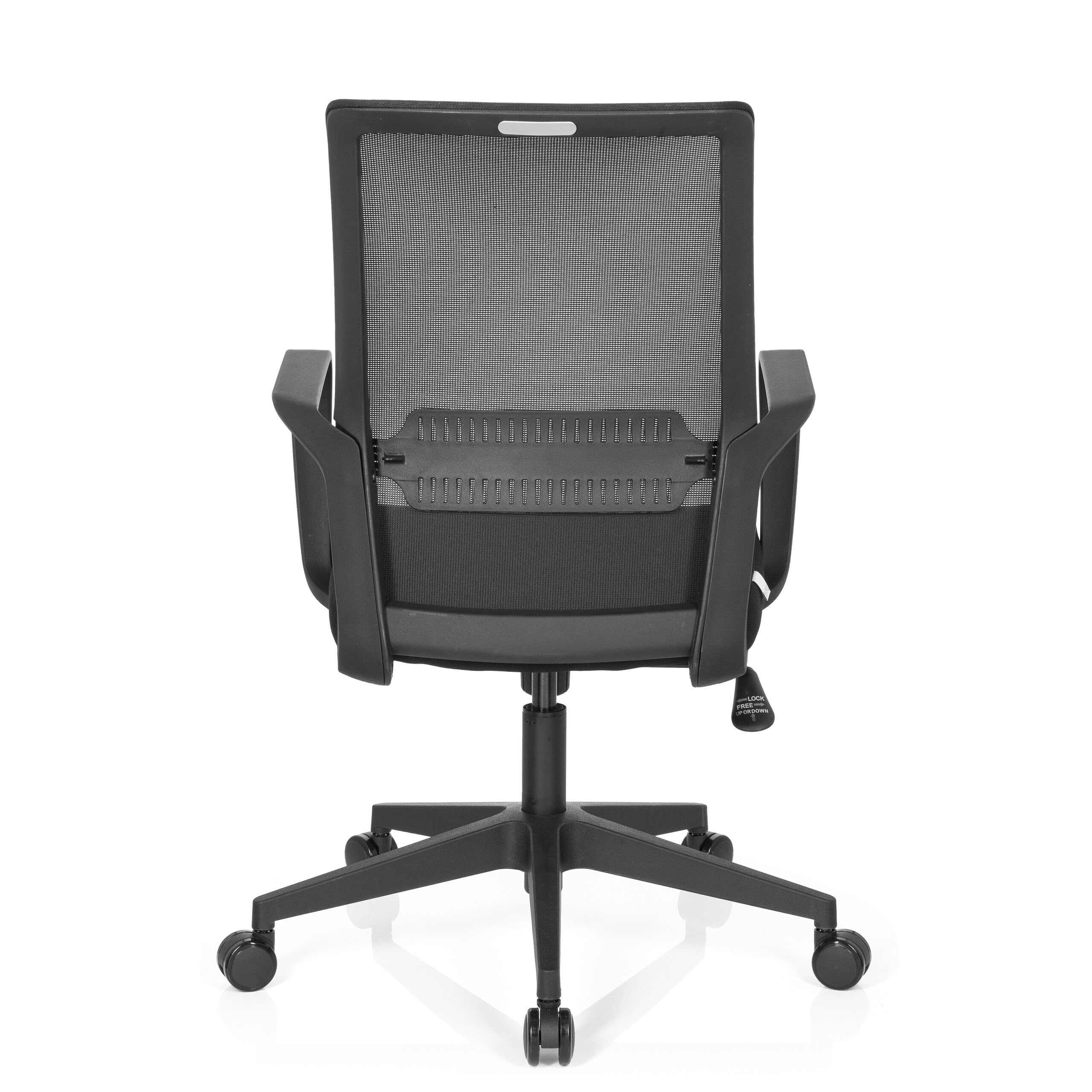 HJH Office 732030 Sedia da ufficio PRESTON in tessuto nero Sedia girevole da ufficio ergonomica con supporto lombare