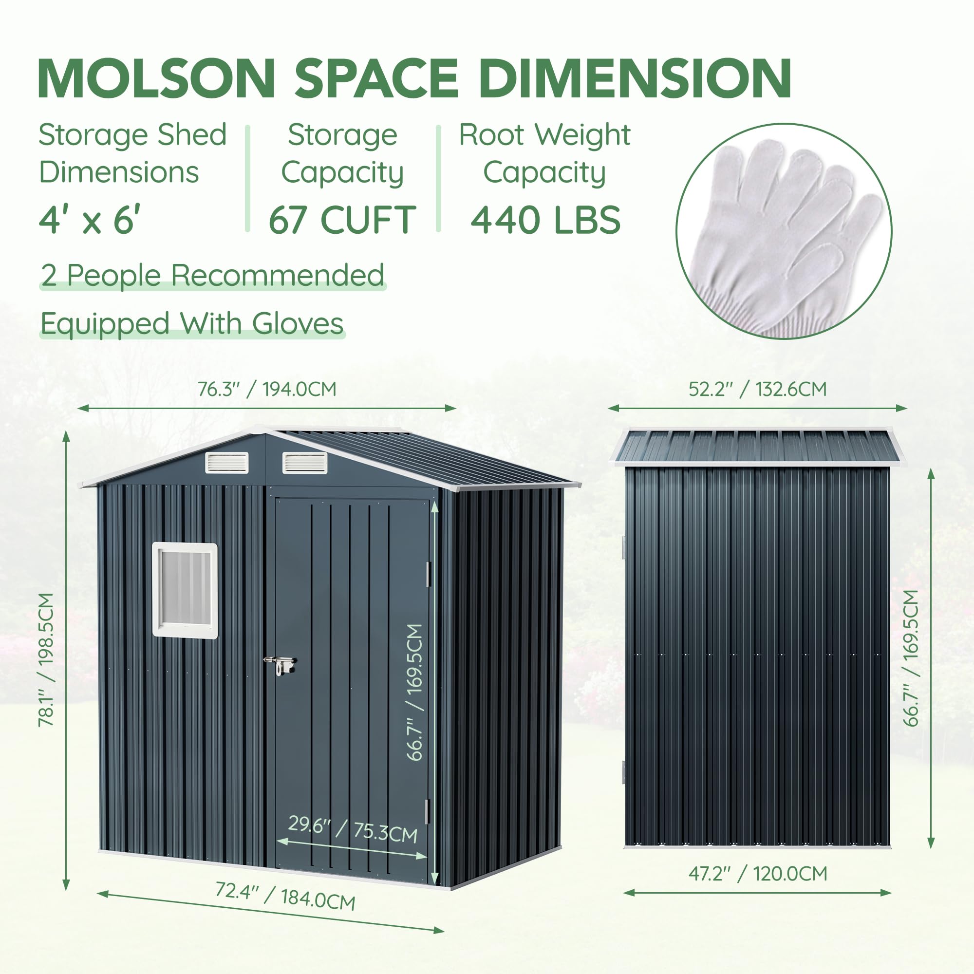Amazon.com : Breezz 6x4FT Outdoor Steel Storage Shed with Clear