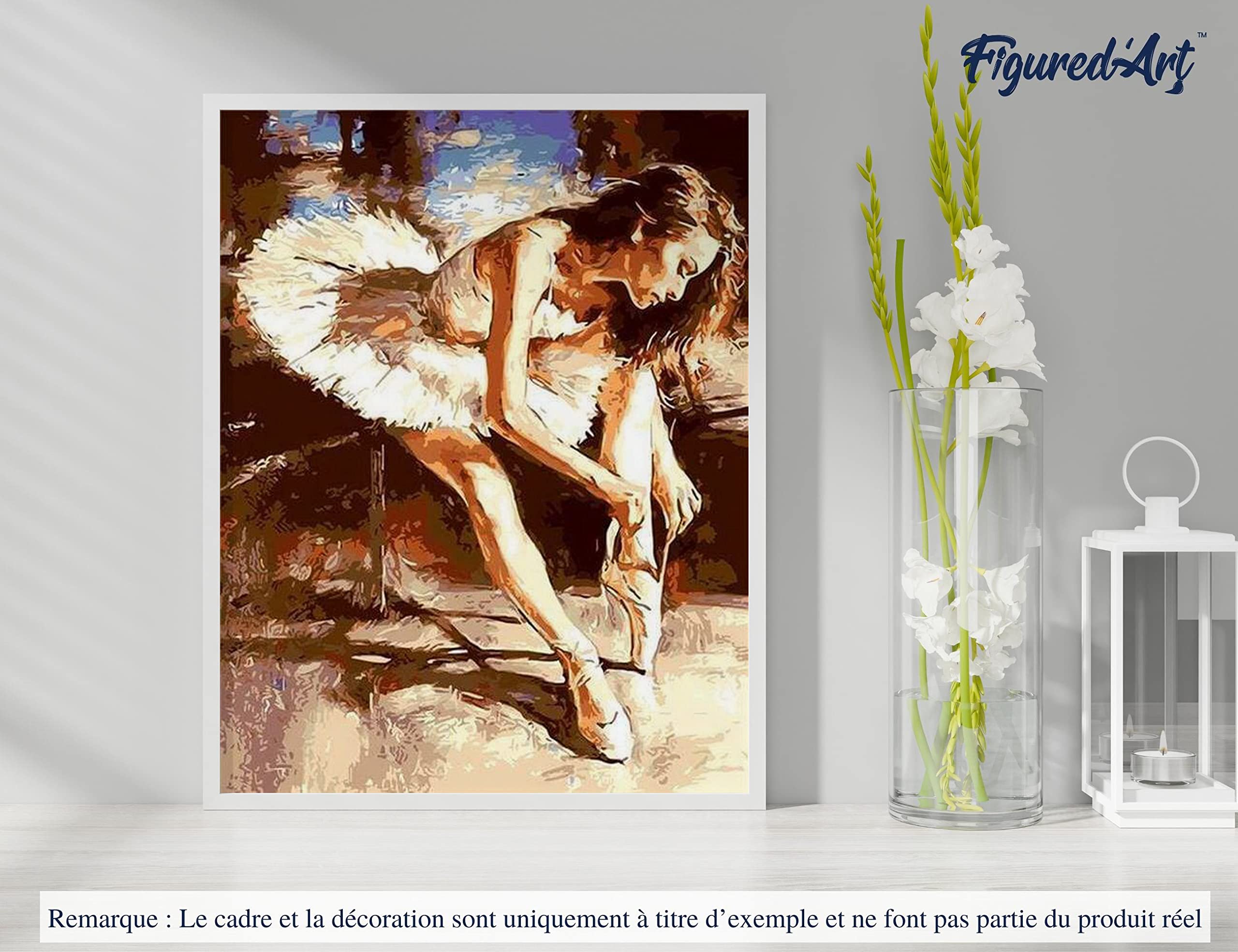 Figured’Art Peinture Par Numéro Adulte – Une Ballerine Se Prépare – Kit Complet 40x50cm Avec Châssis Bois à Monter
