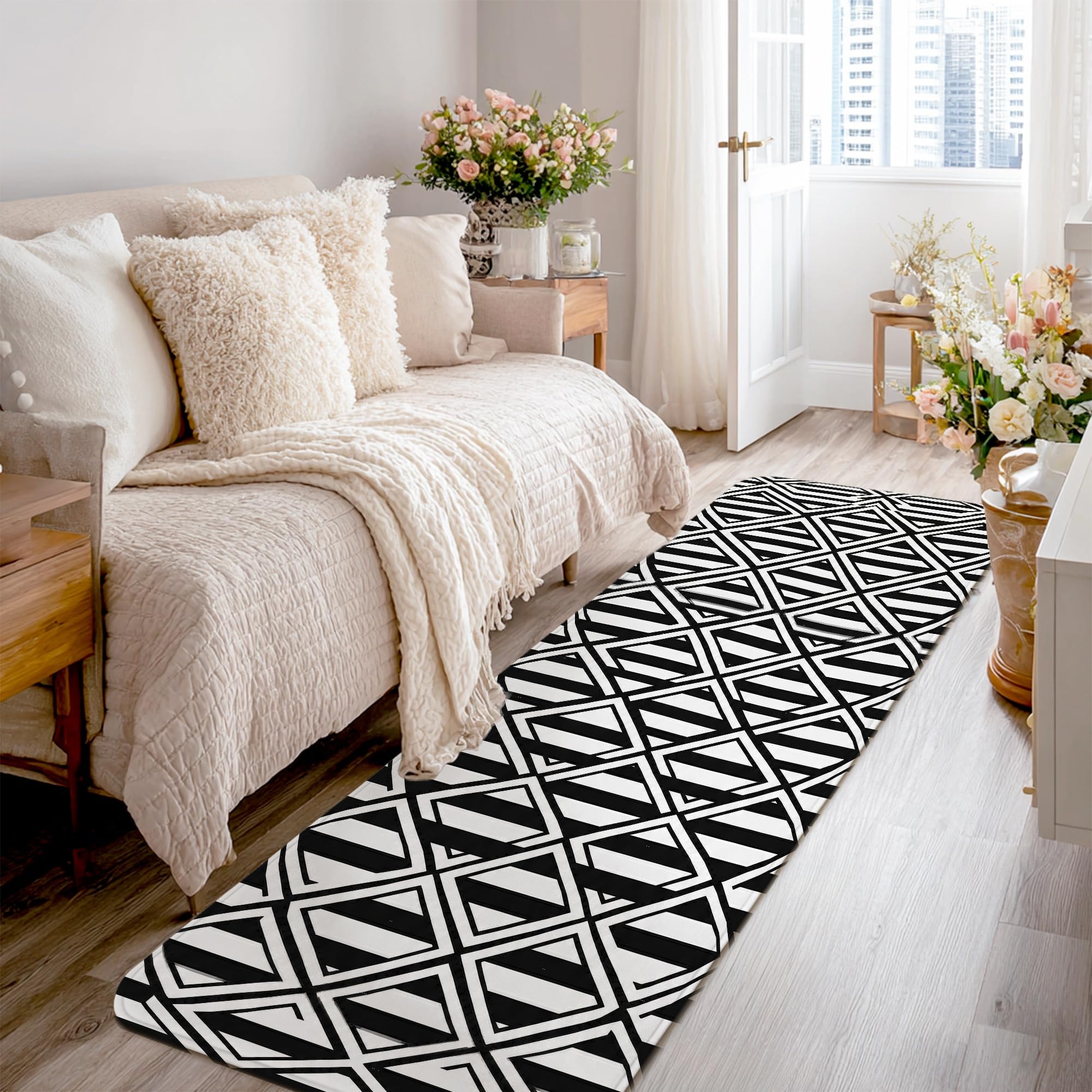 Tapis de sol rectangulaire moderne avec motif géométrique pour décoration
