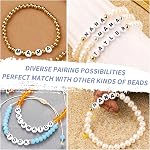 Letter Beads, 2000 Pcs Letter Beads for Bracelets, 4x7mm Round Alphabet Bead with 2 Rolls Elastic String for Friendship Bracelets and Jewelry Making, Black on White